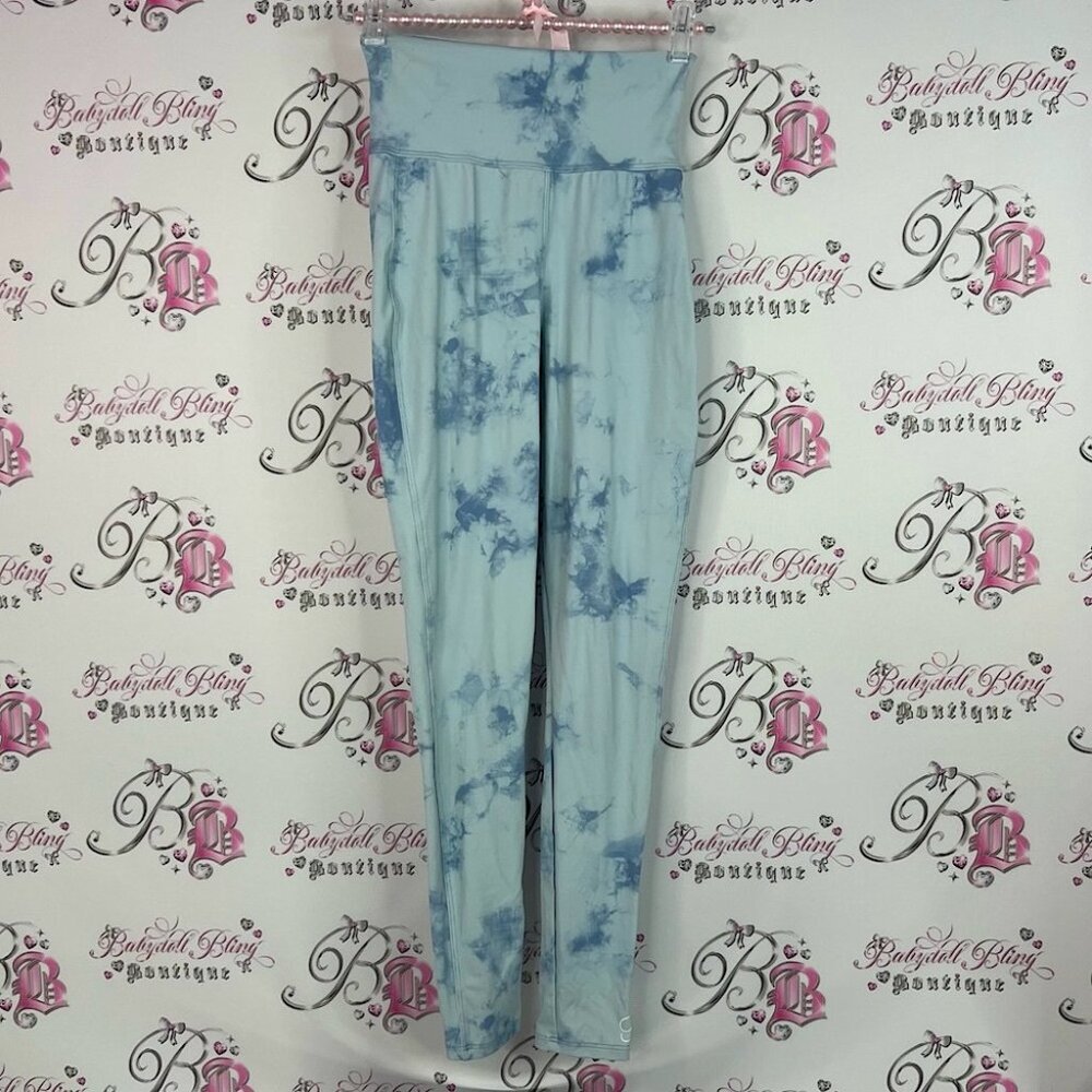 Bombshell Sportswear leggings tights corset back detail Light Blue Tie-Dye